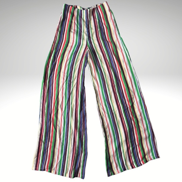 Alythea Wide Leg Pants Striped Colorful Boho Festival Size Small - Picture 1 of 3